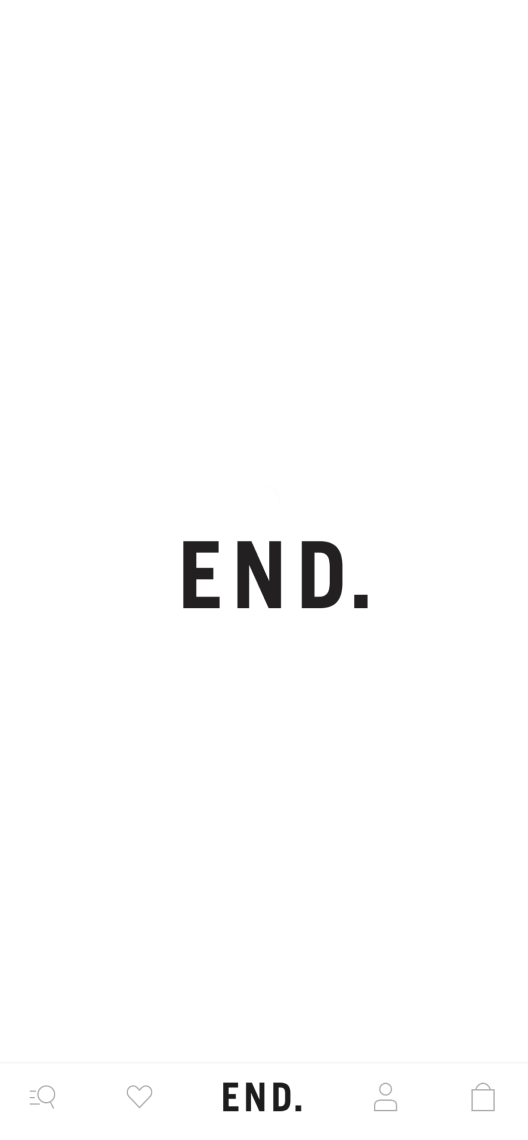 Loading screen of the END. app with the END. logo in the center.