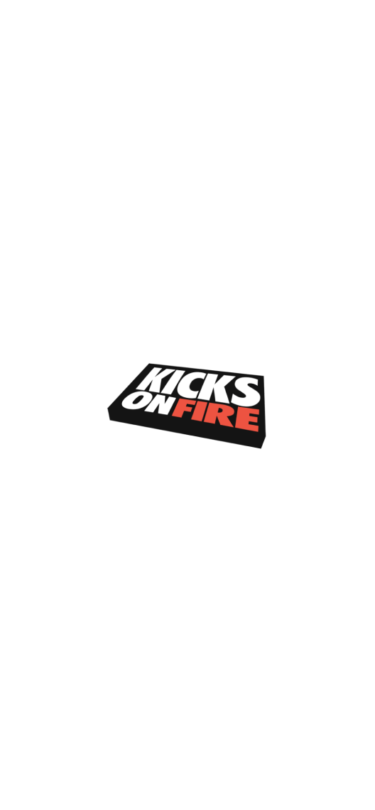 Loading screen of the KicksOnFire app with the KicksOnFire logo in the middle.
