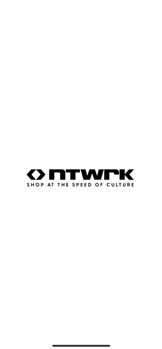 Loading screen of the NTWRK app with the NTWRK logo in the middle.