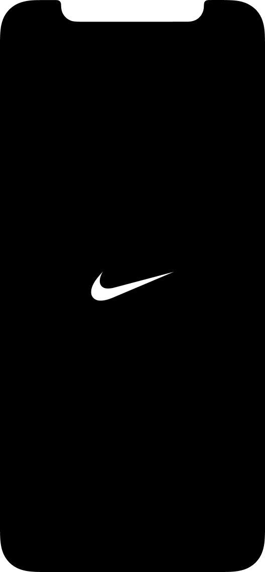 Loading screen of the Nike app with the well known swoosh logo in the center.