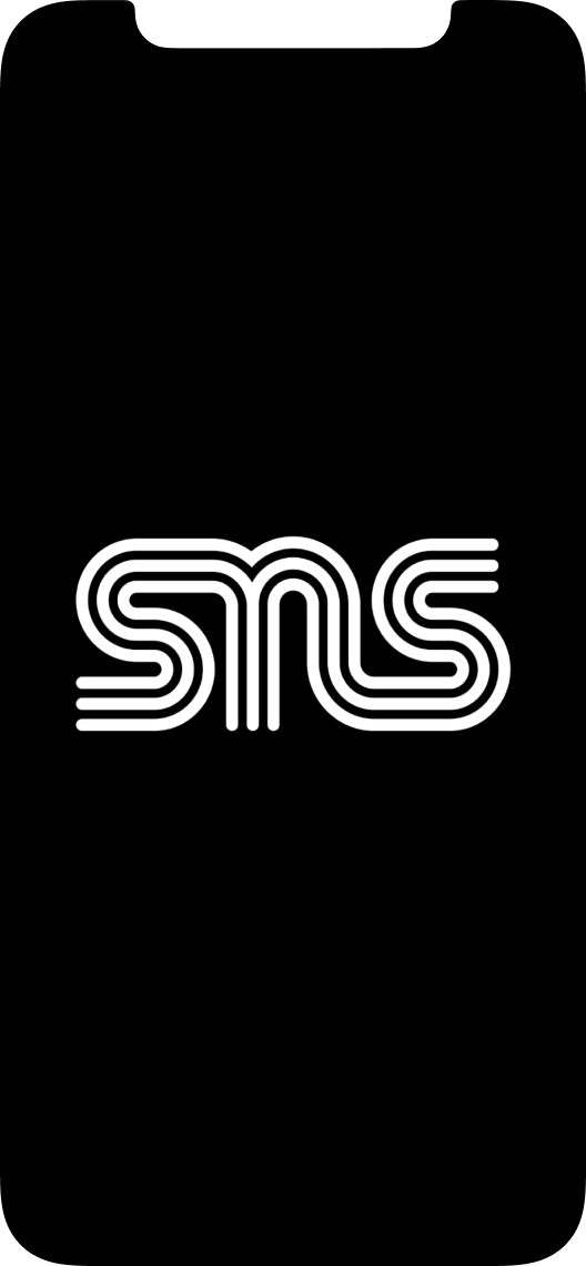 Loading screen of the SNS app with the SNS logo in the center.