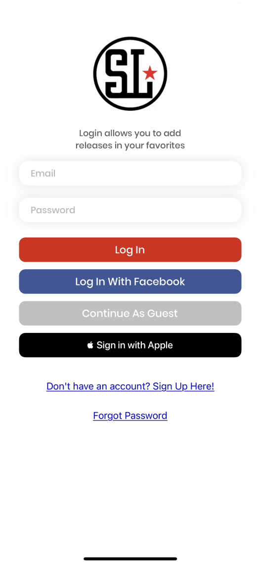 Login screen of the SoleLinks app.